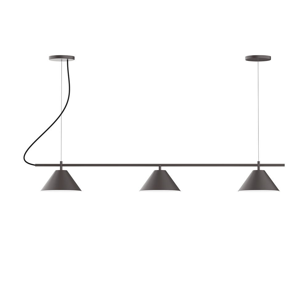 3-Light Linear Pinnacle LED Chandelier with White SJT Cord, Bronze Matte
