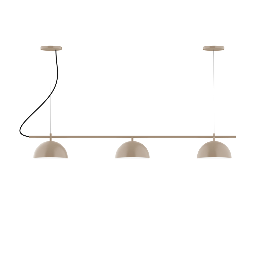 3-Light Linear Arcade LED Chandelier with White SJT Cord, Clay