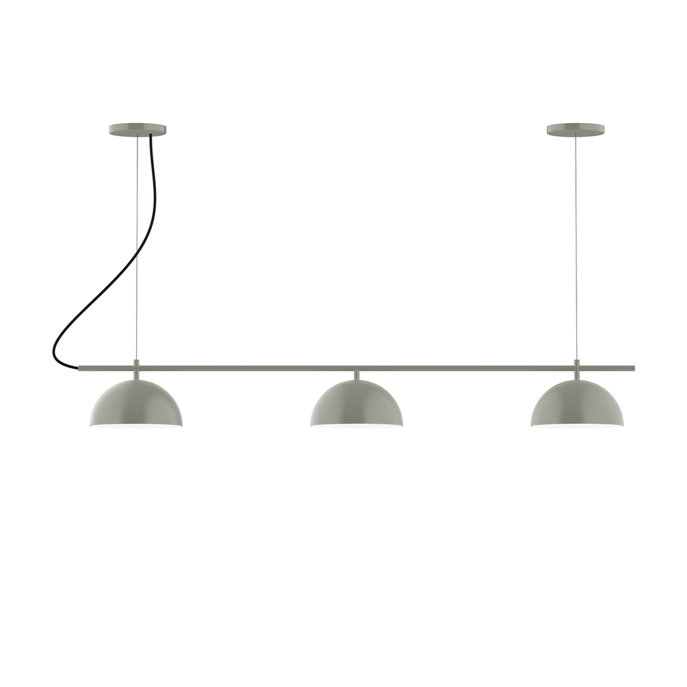 3-Light Linear Arcade LED Chandelier, Moss Green