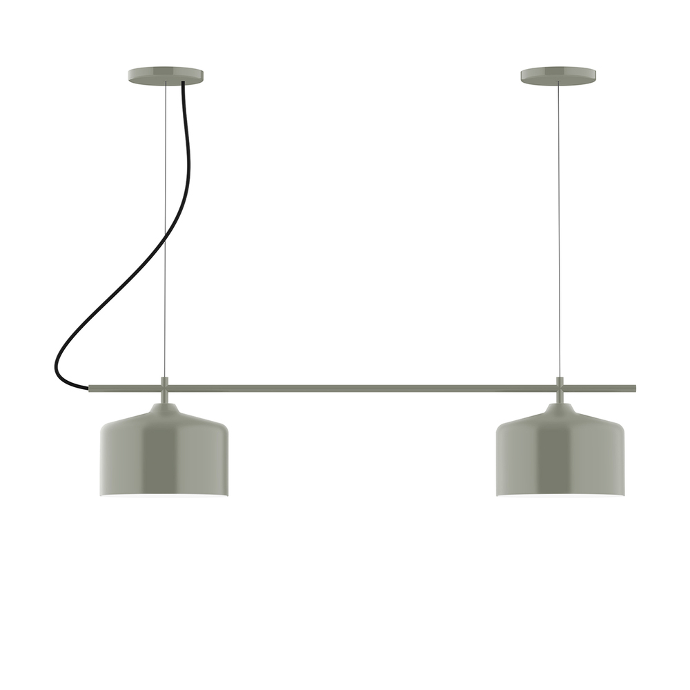 2-Light Linear Axis Chandelier with White SJT Cord, Moss Green