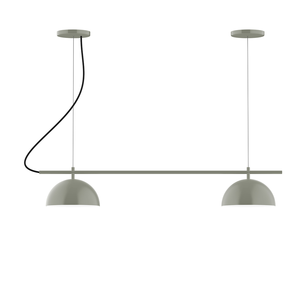 2-Light Linear Arcade LED Chandelier with White SJT Cord, Moss Green