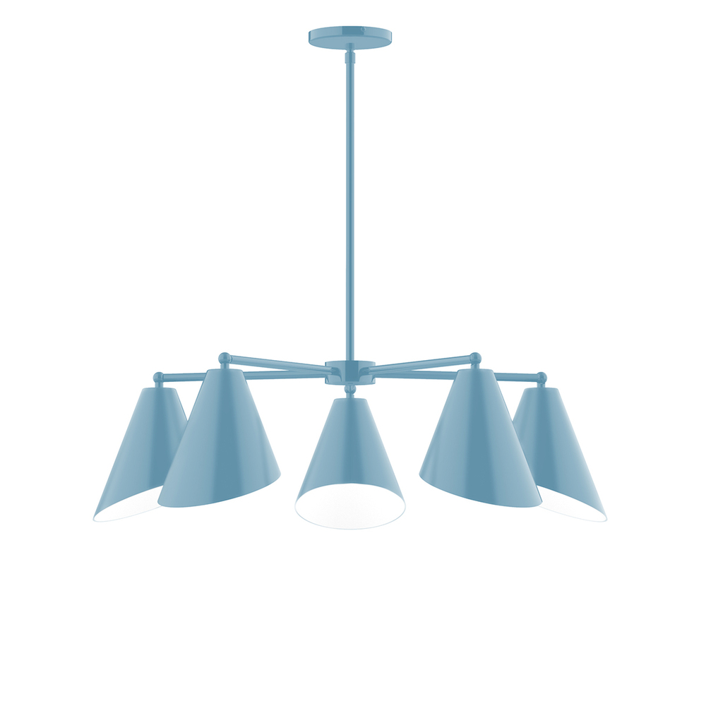 5-Light Jasmine Chandelier, Light Blue
