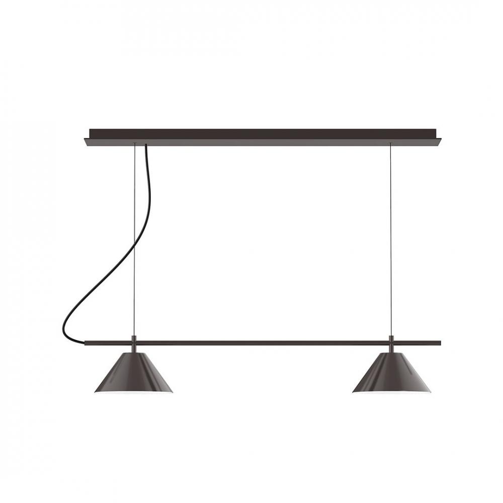 2-Light Linear Nest LED Chandelier, Architectural Bronze