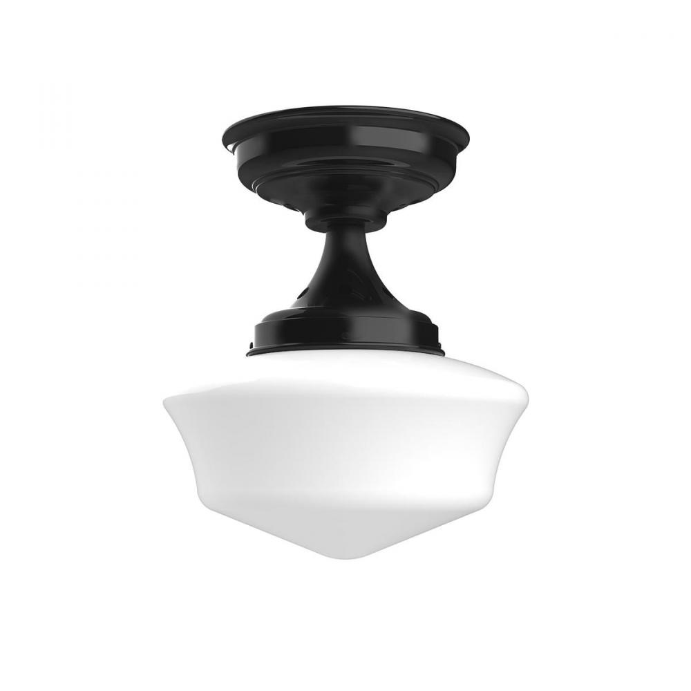 12&#34; Schoolhouse glass, flush mount ceiling light, Black