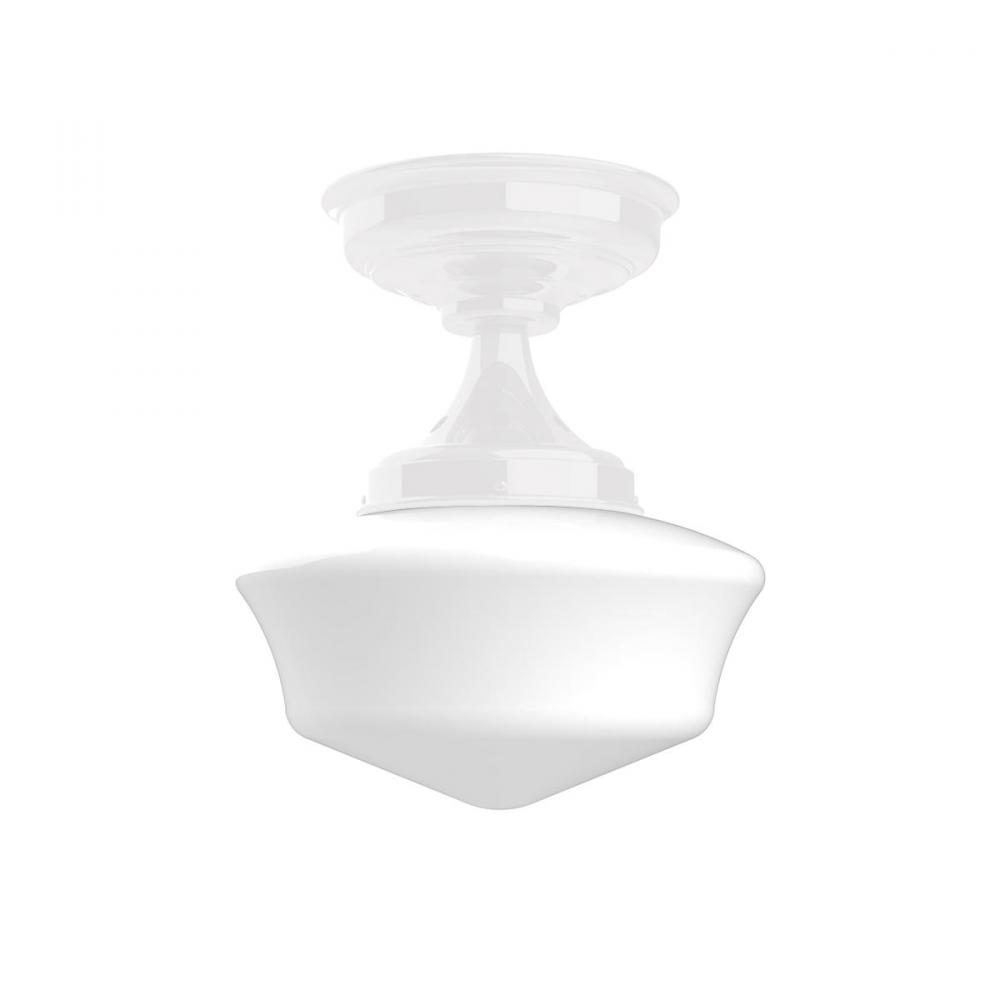 12&#34; Schoolhouse glass, flush mount ceiling light, White