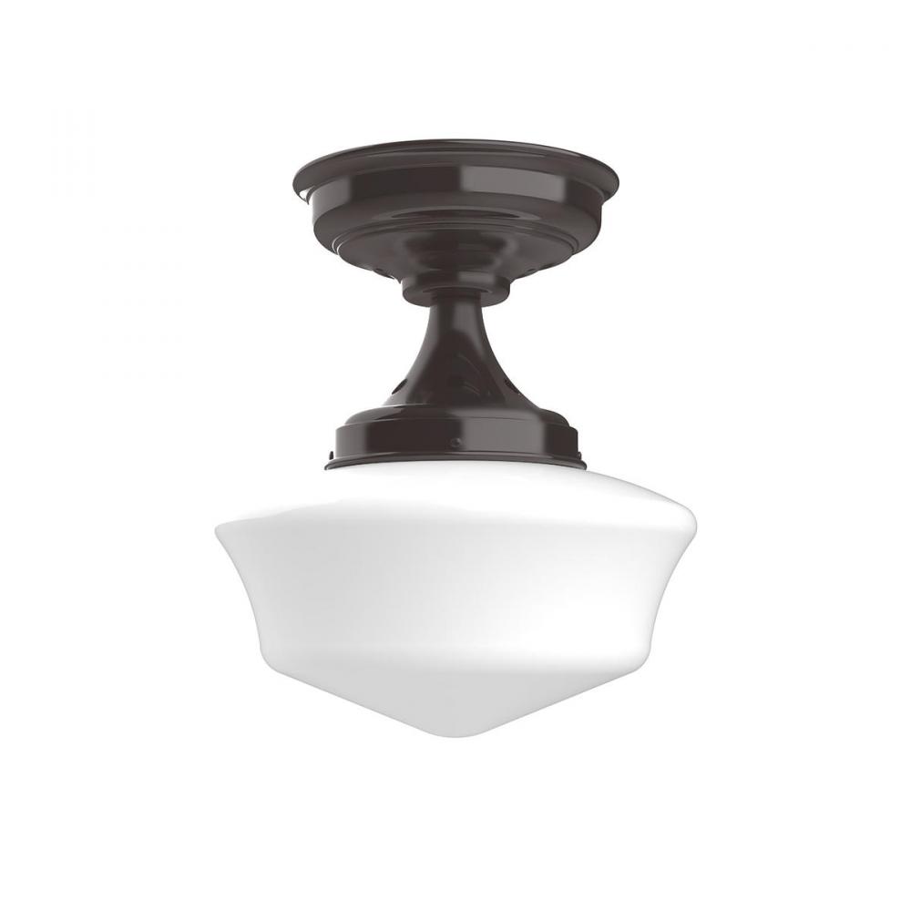 12&#34; Schoolhouse glass, flush mount ceiling light, Architectural Bronze