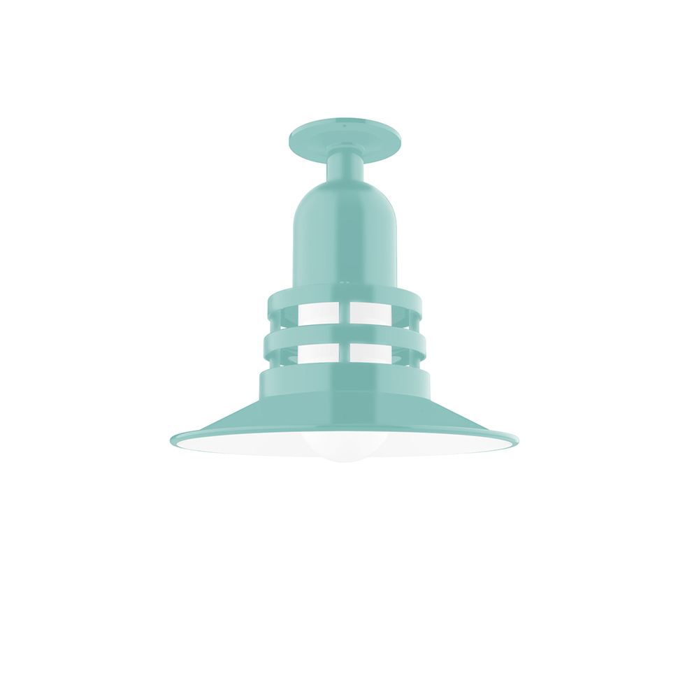 Atomic 12&#34; Flush Mount Light in Sea Green