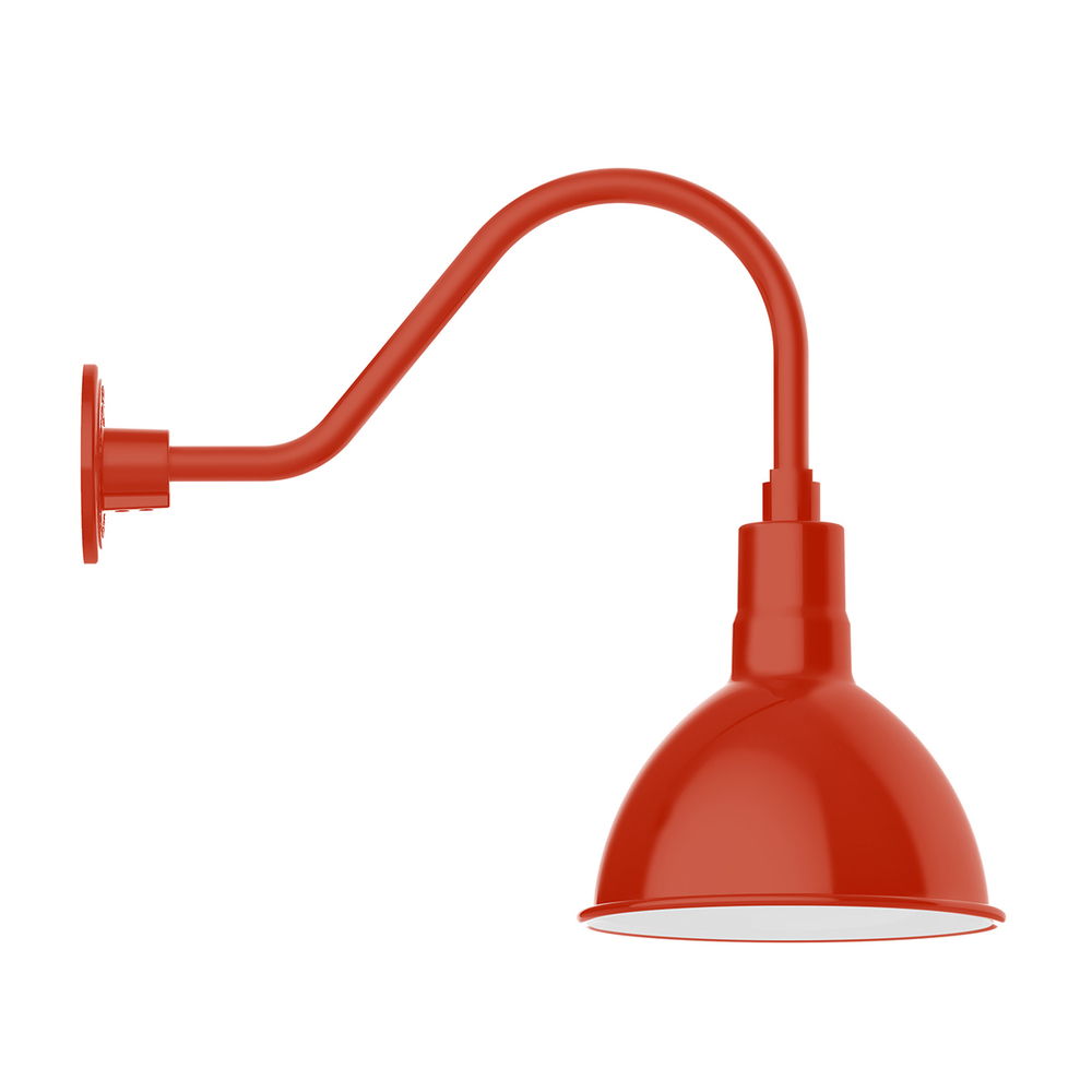 10&#34; Deep Bowl shade, gooseneck wall mount, Vermillion