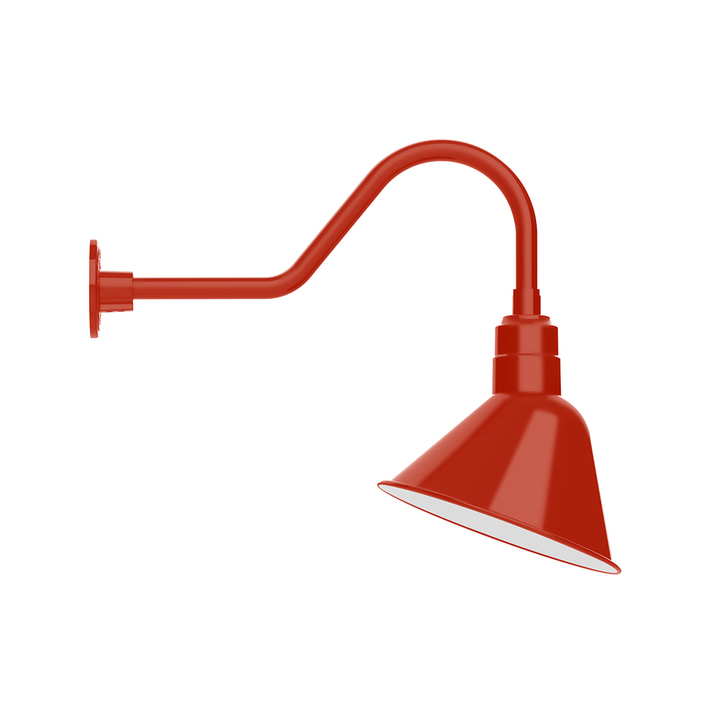 12&#34; Angle shade gooseneck wall mount, Vermillion
