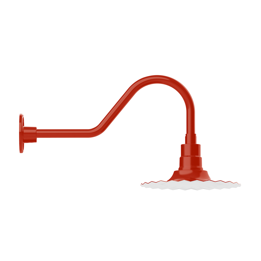 12&#34; Radial shade, gooseneck wall mount, Vermillion