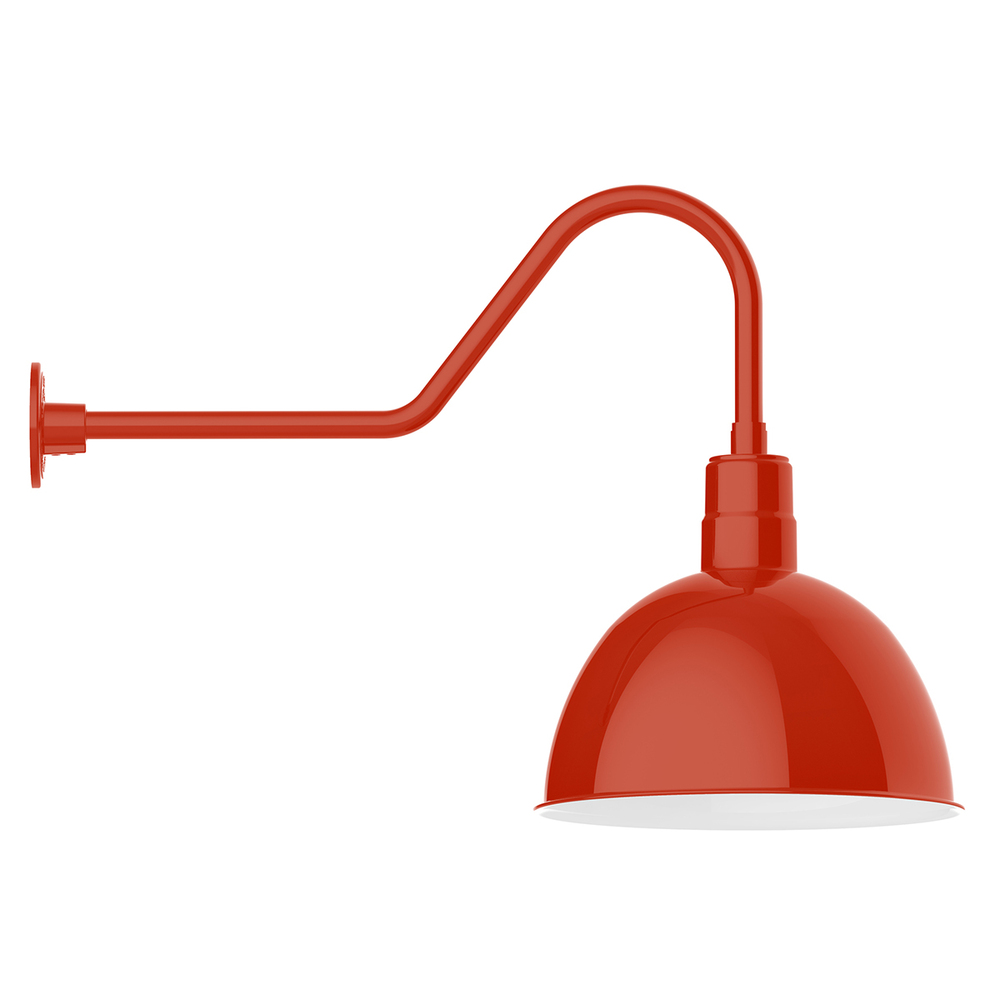 16&#34; Deep Bowl shade, gooseneck wall mount, Vermillion