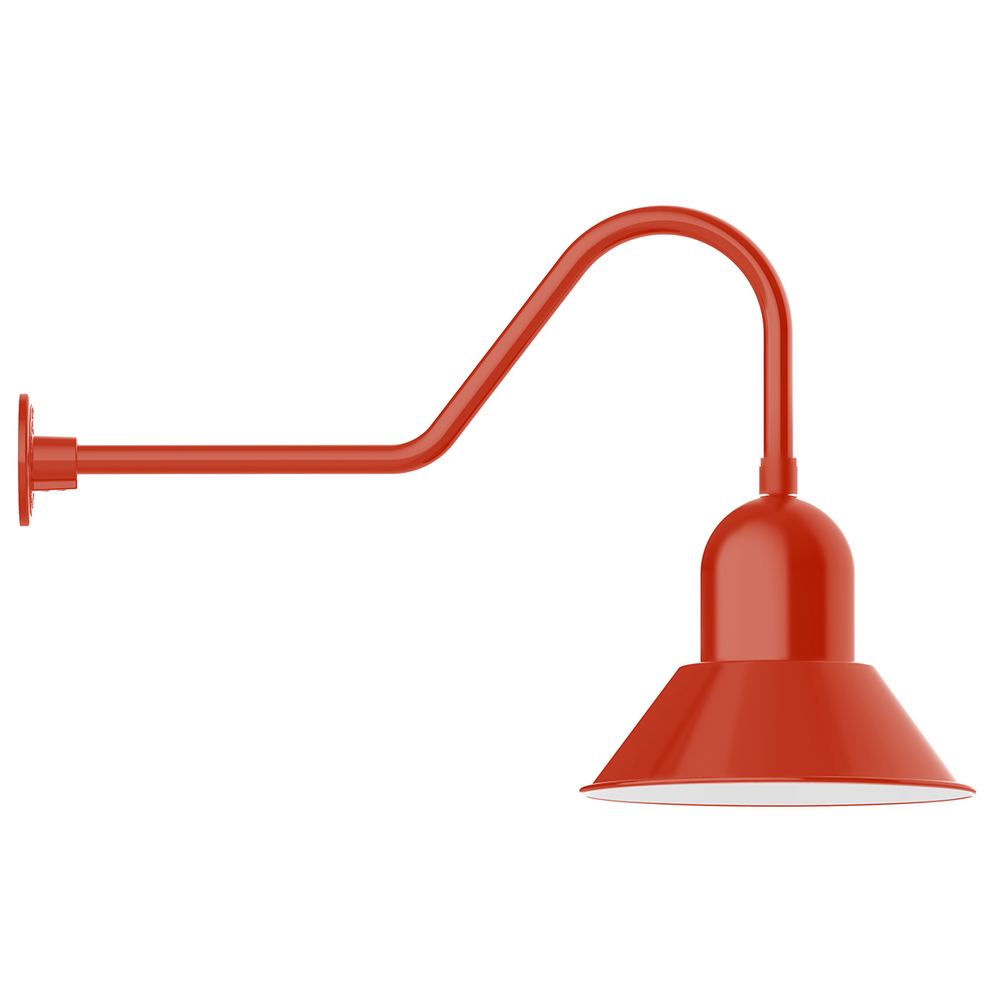 14&#34; Prima shade, gooseneck wall mount, Vermillion