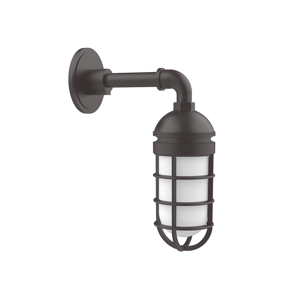 Vaportite, no shade, single wall mount with clear glass and cast guard, Bronze Matte