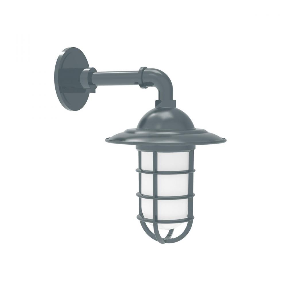 Vaportite, Style A shade, single wall mount with clear glass and cast guard, Slate Gray