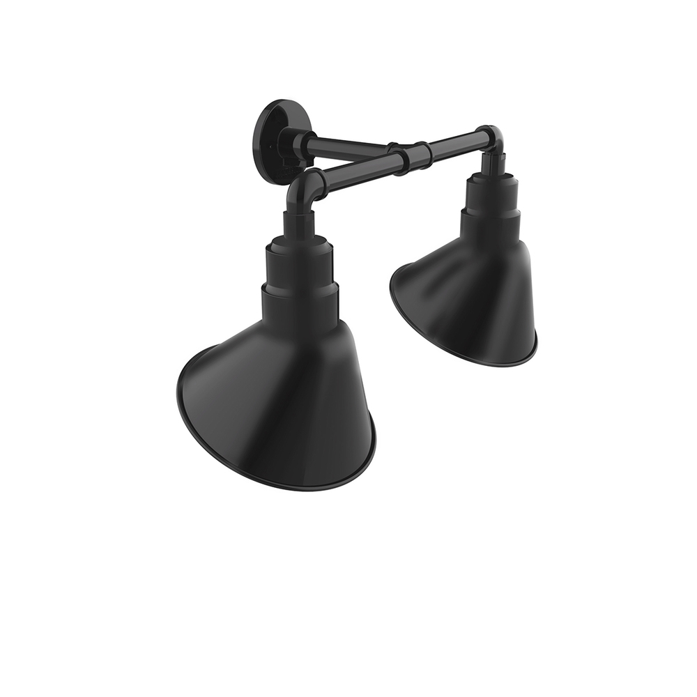 Angle 10&#34; 2-Light Straight Arm Wall Light in Black