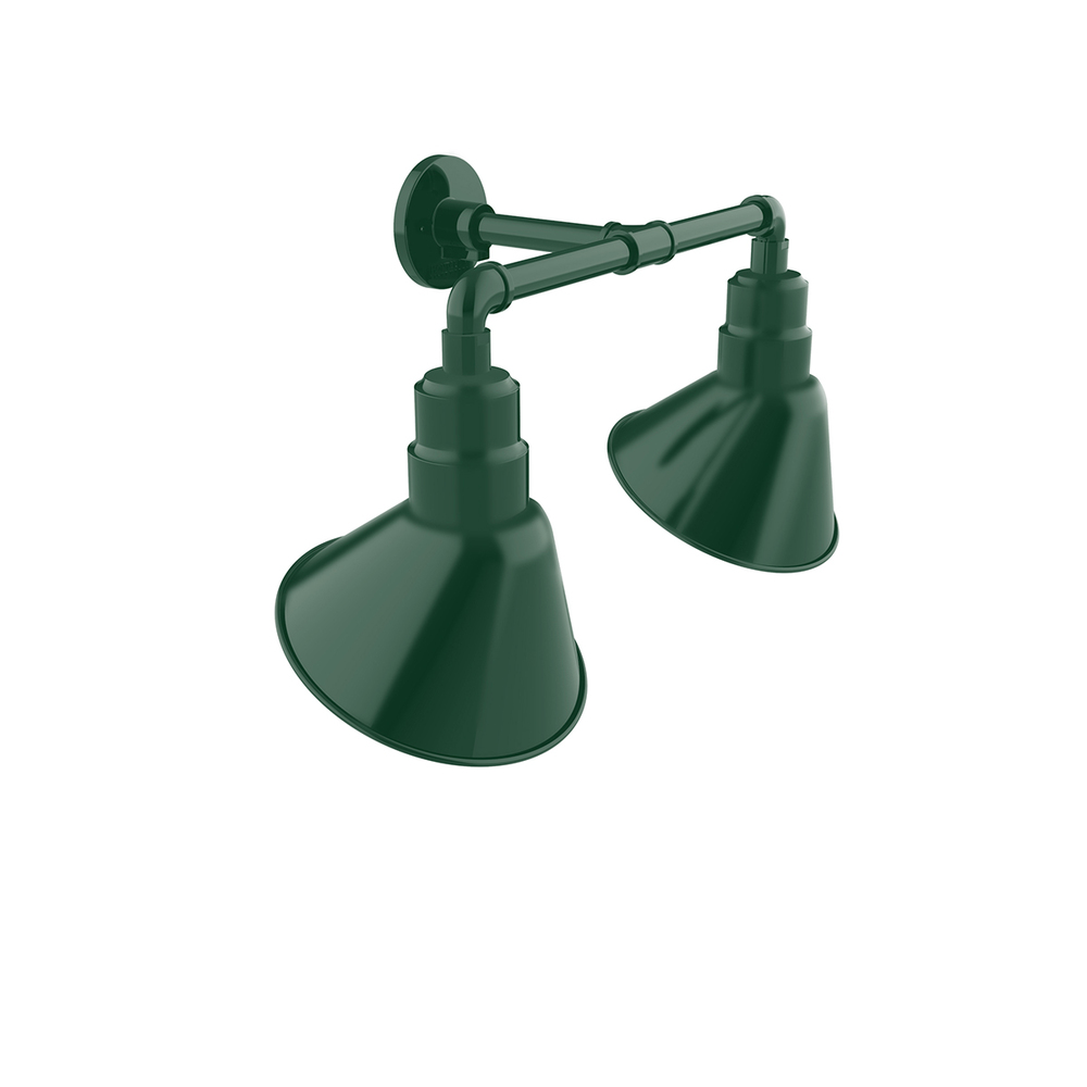 Angle 10&#34; 2-Light Straight Arm Wall Light in Forest Green
