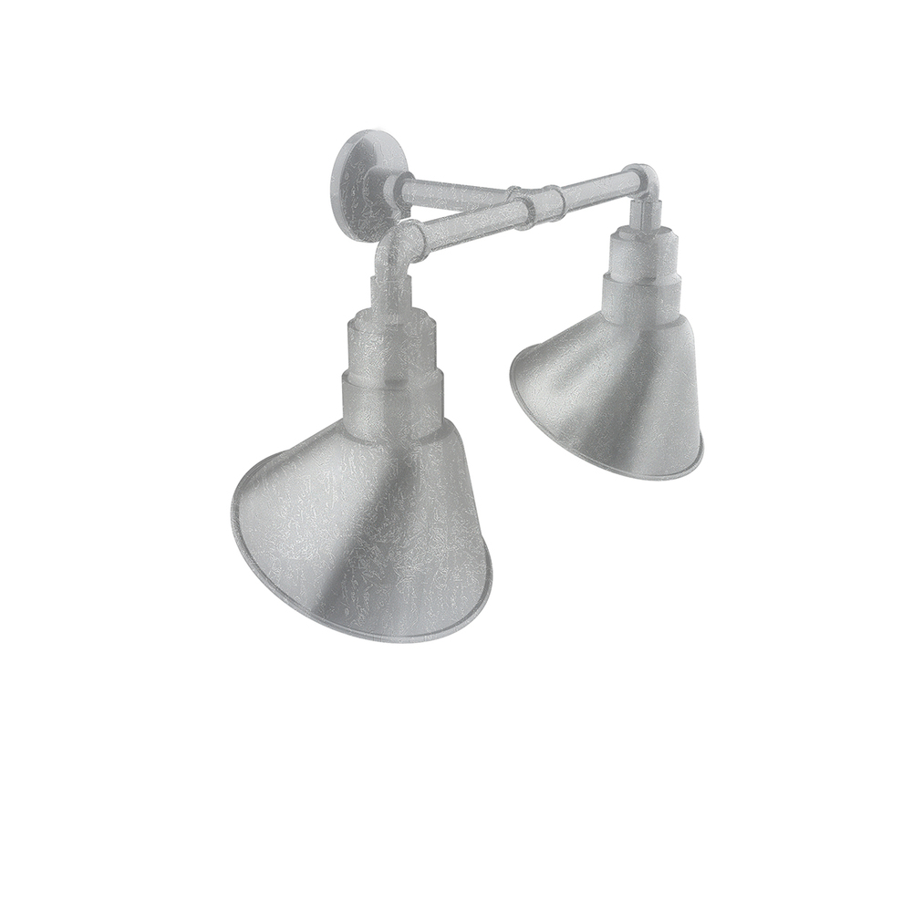 Angle 10&#34; 2-Light Straight Arm Wall Light in Painted Galvanized