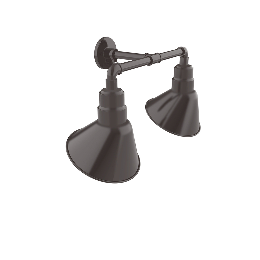 Angle 10&#34; 2-Light Straight Arm Wall Light in Architectural Bronze