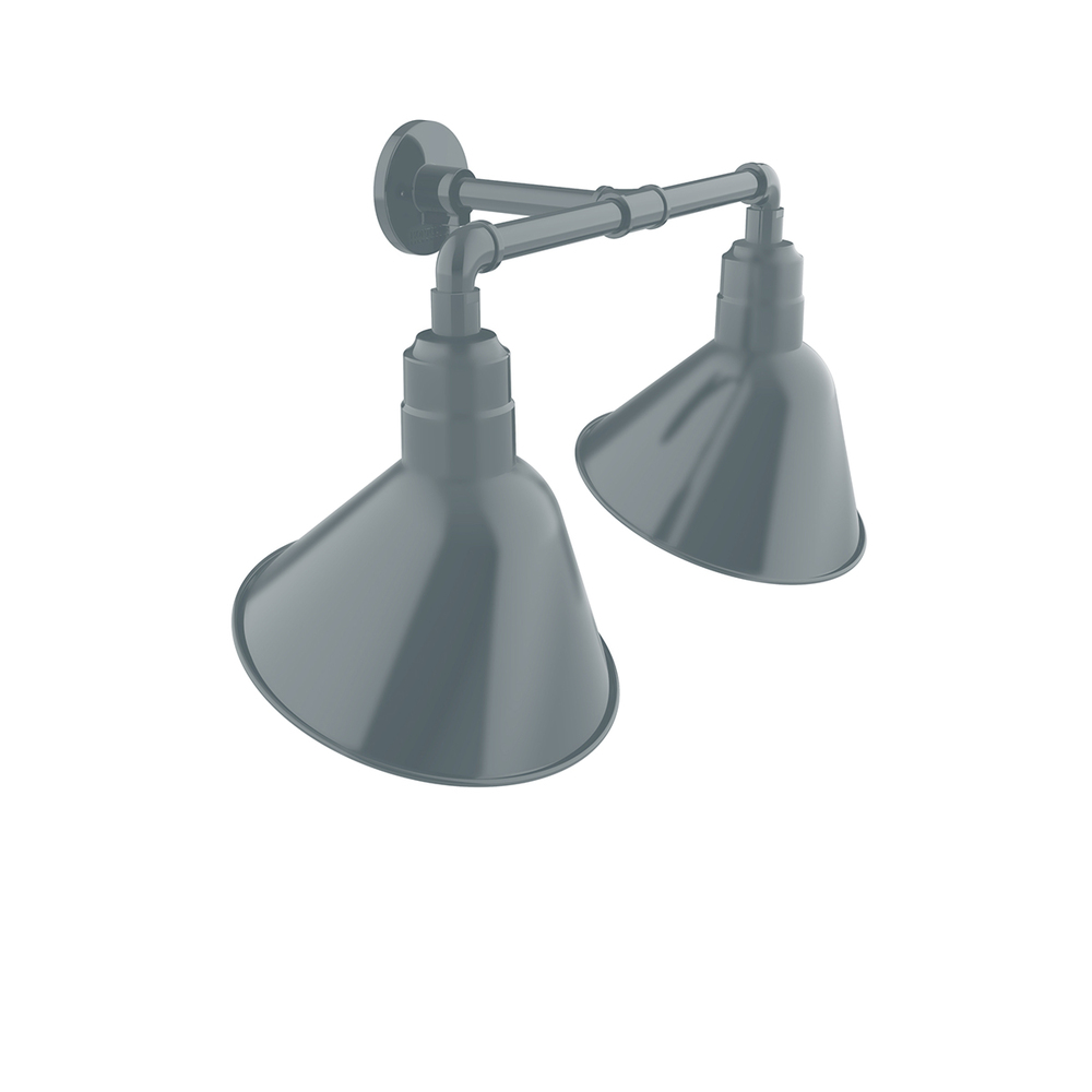 Angle 12&#34; 2-Light Straight Arm Wall Light in Slate Gray
