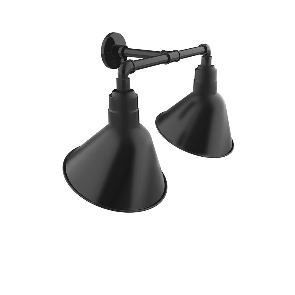 Angle 12&#34; 2-Light Straight Arm Wall Light in Black