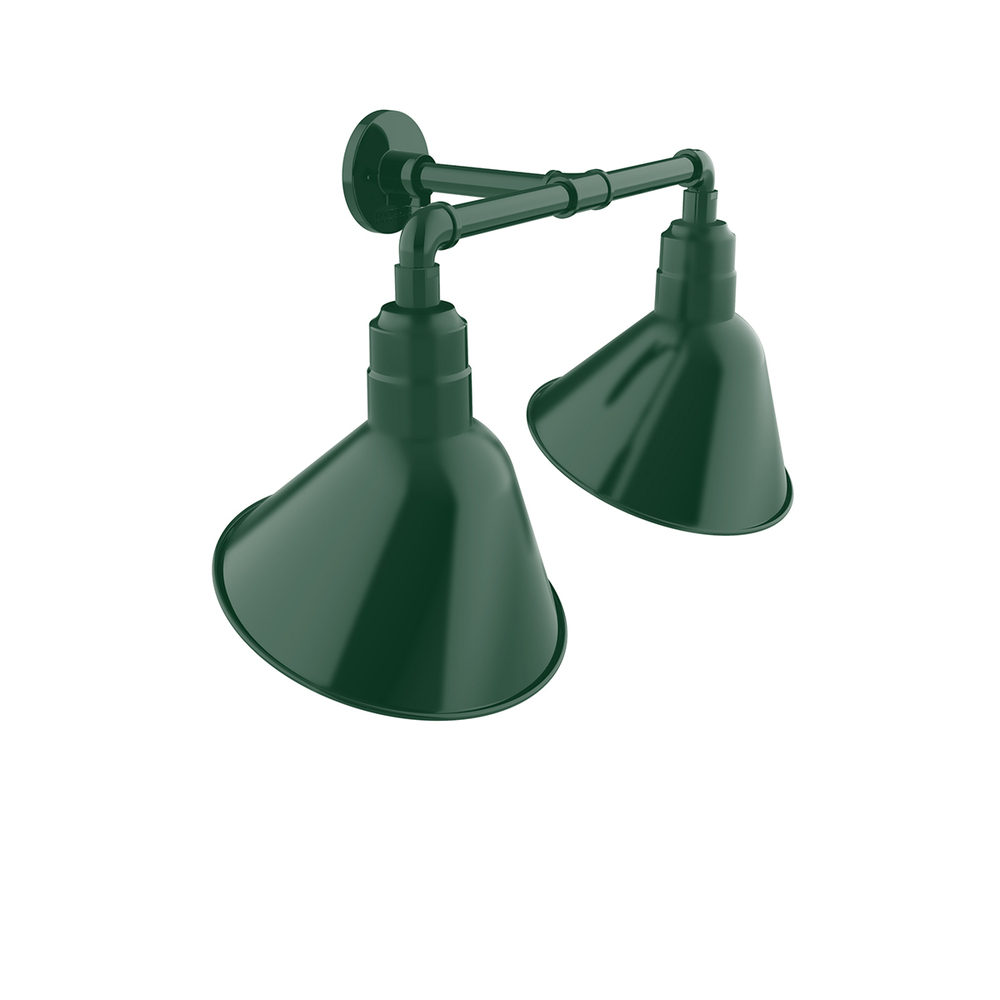 Angle 12&#34; 2-Light Straight Arm Wall Light in Forest Green