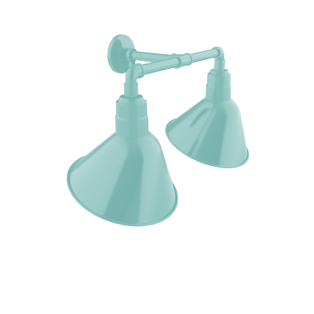 Angle 12&#34; 2-Light Straight Arm Wall Light in Sea Green