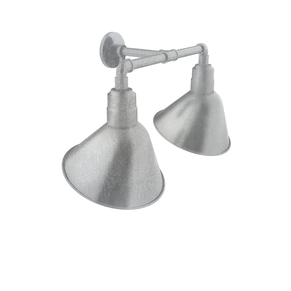 Angle 12&#34; 2-Light Straight Arm Wall Light in Painted Galvanized