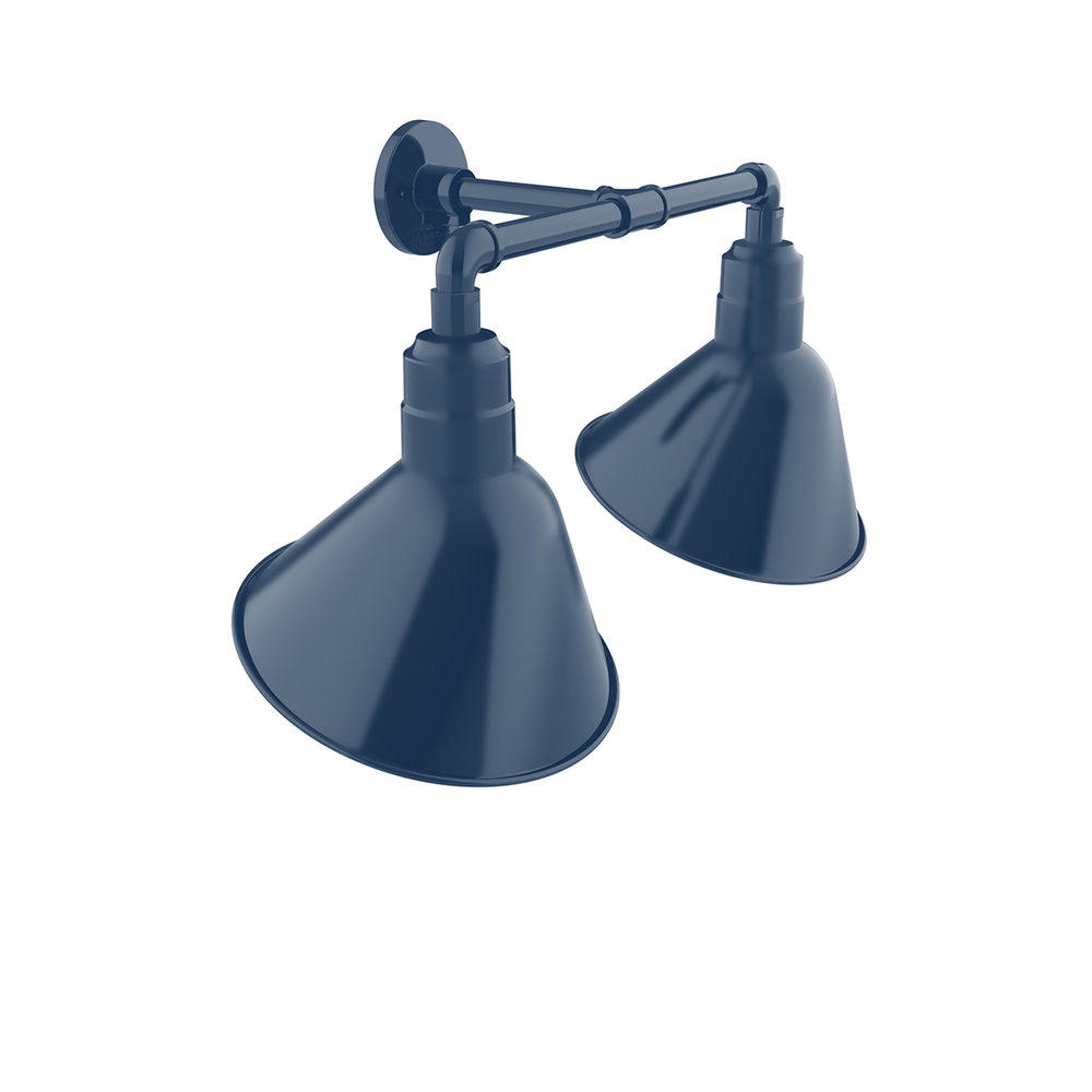 Angle 12&#34; 2-Light Straight Arm Wall Light in Navy
