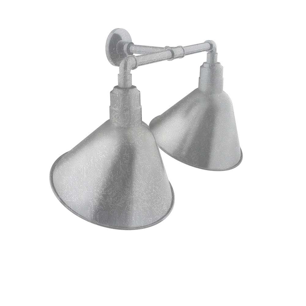 Angle 14&#34; 2-Light Straight Arm Wall Light in Painted Galvanized