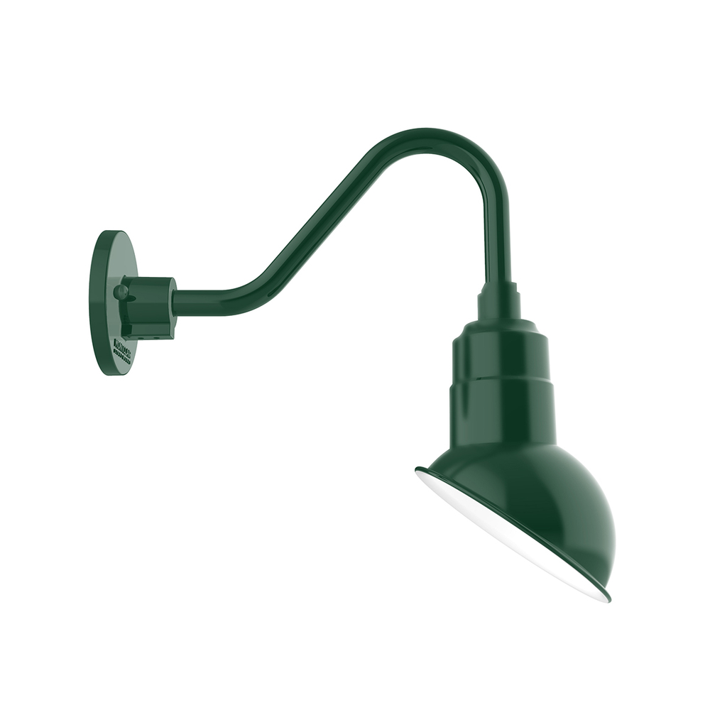 7&#34; Emblem shade gooseneck wall mount, Forest Green