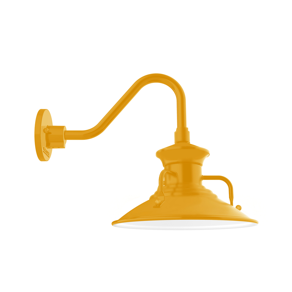 12&#34; Homestead shade, Gooseneck wall mount, Bright Yellow