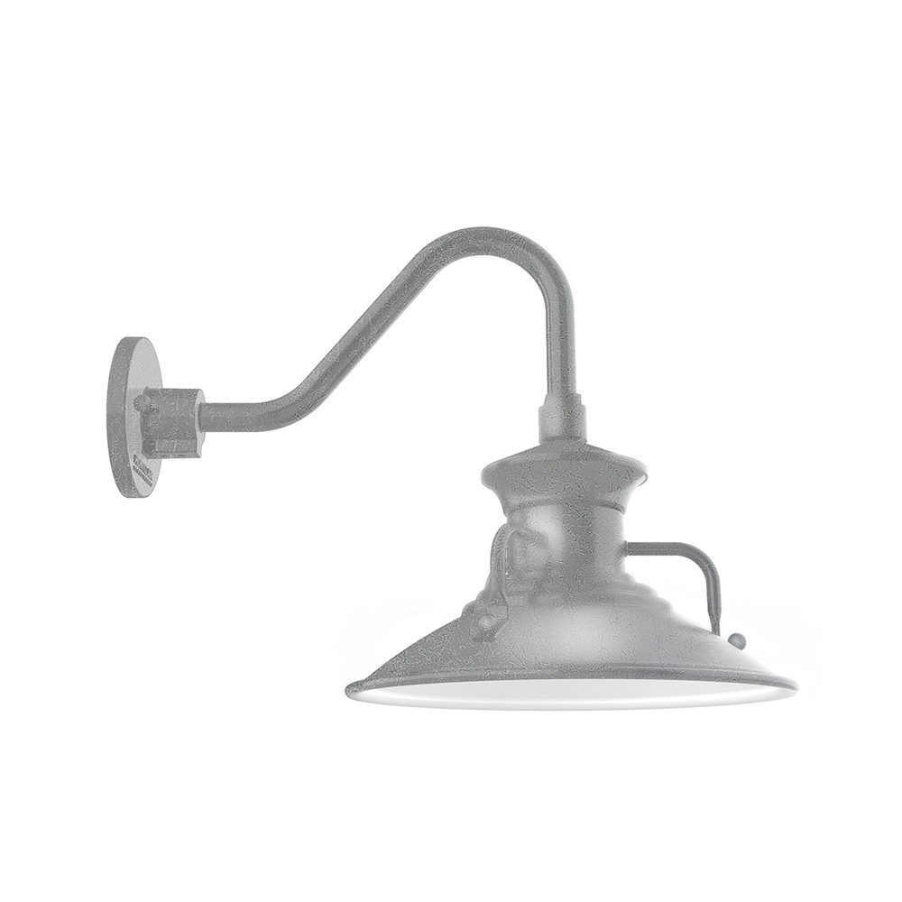 12&#34; Homestead shade, Gooseneck wall mount, Painted Galvanized