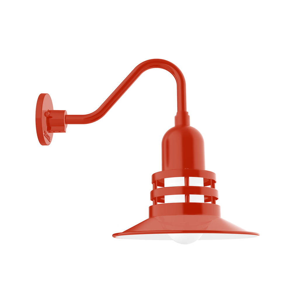 12&#34; Atomic shade, Gooseneck wall mount, Vermillion