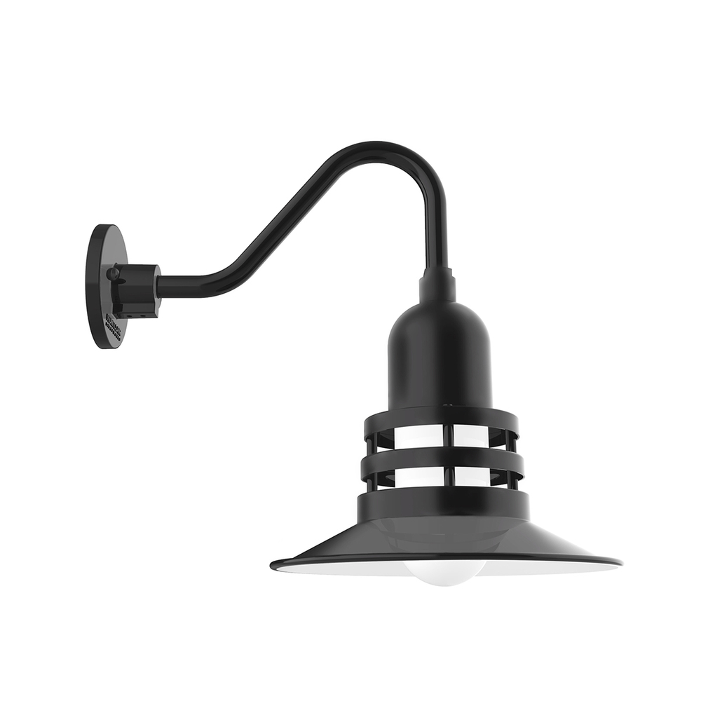 12&#34; Atomic shade, Gooseneck wall mount, Black