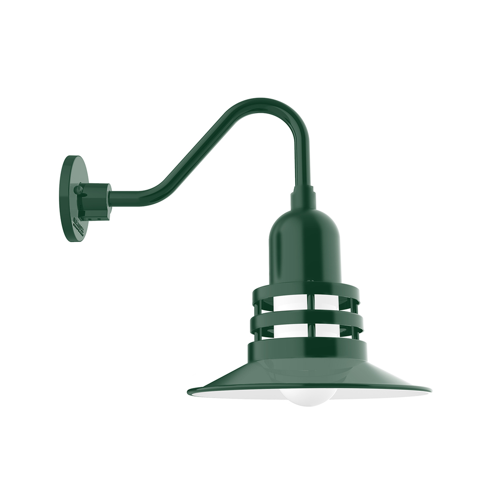 12&#34; Atomic shade, Gooseneck wall mount, Forest Green