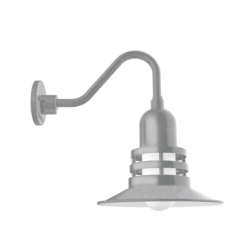 12&#34; Atomic shade, Gooseneck wall mount, Painted Galvanized