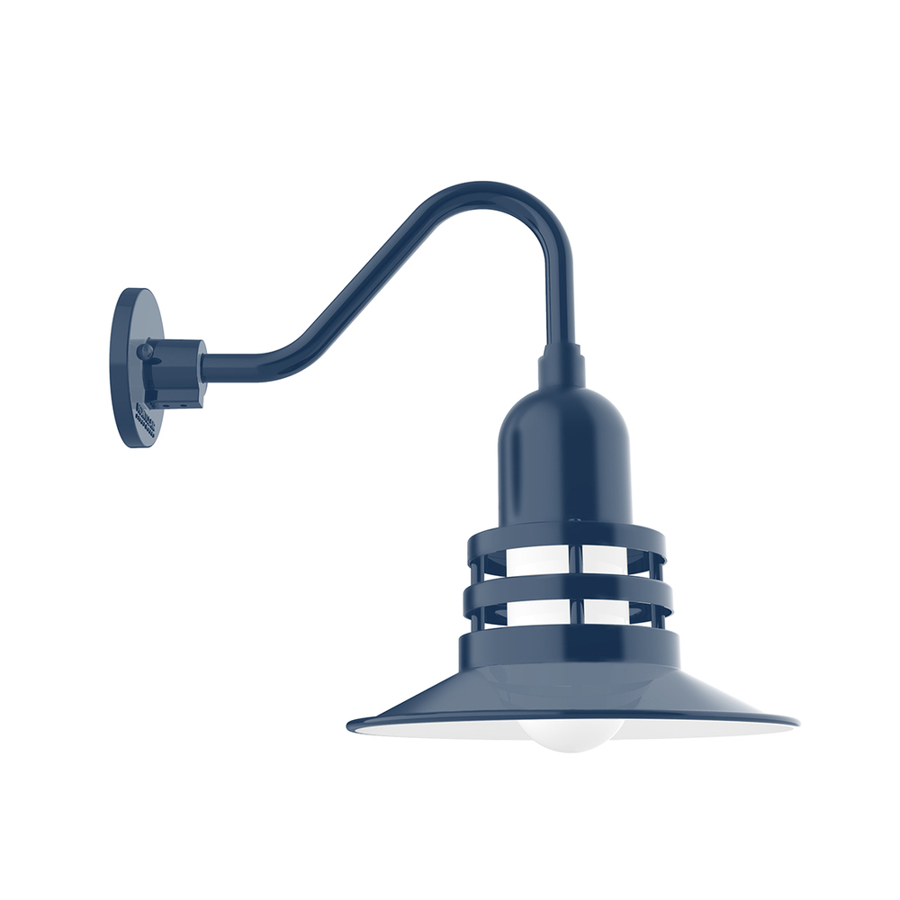 12&#34; Atomic shade, Gooseneck wall mount, Navy