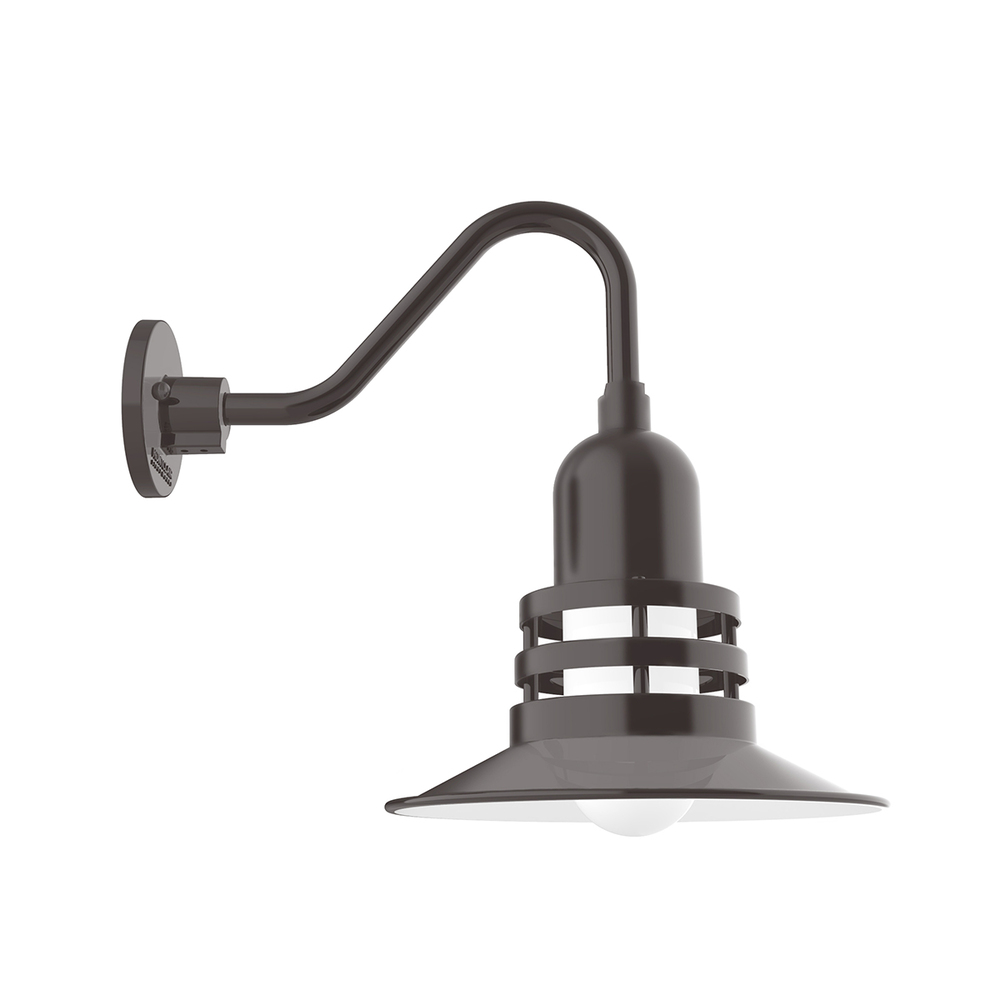 12&#34; Atomic shade, Gooseneck wall mount, Architectural Bronze