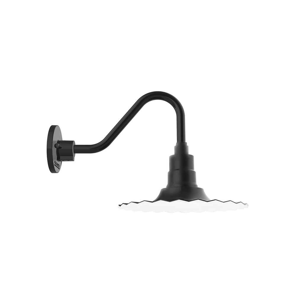 12&#34; Radial shade, Gooseneck wall mount, Black