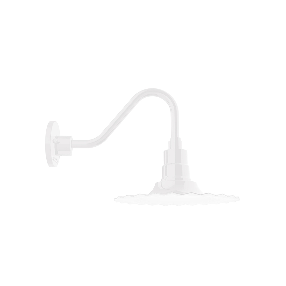 12&#34; Radial shade, Gooseneck wall mount, White
