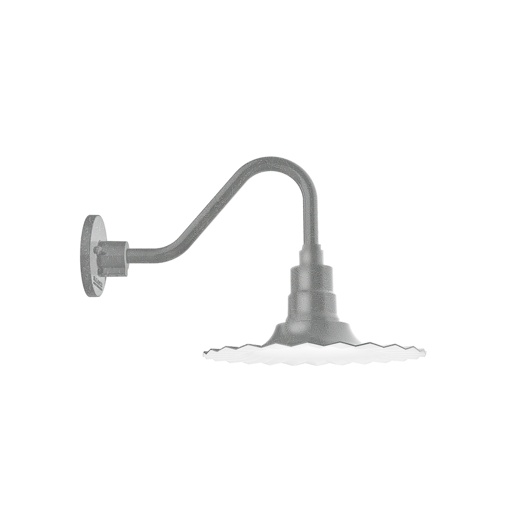 12&#34; Radial shade, Gooseneck wall mount, Painted Galvanized