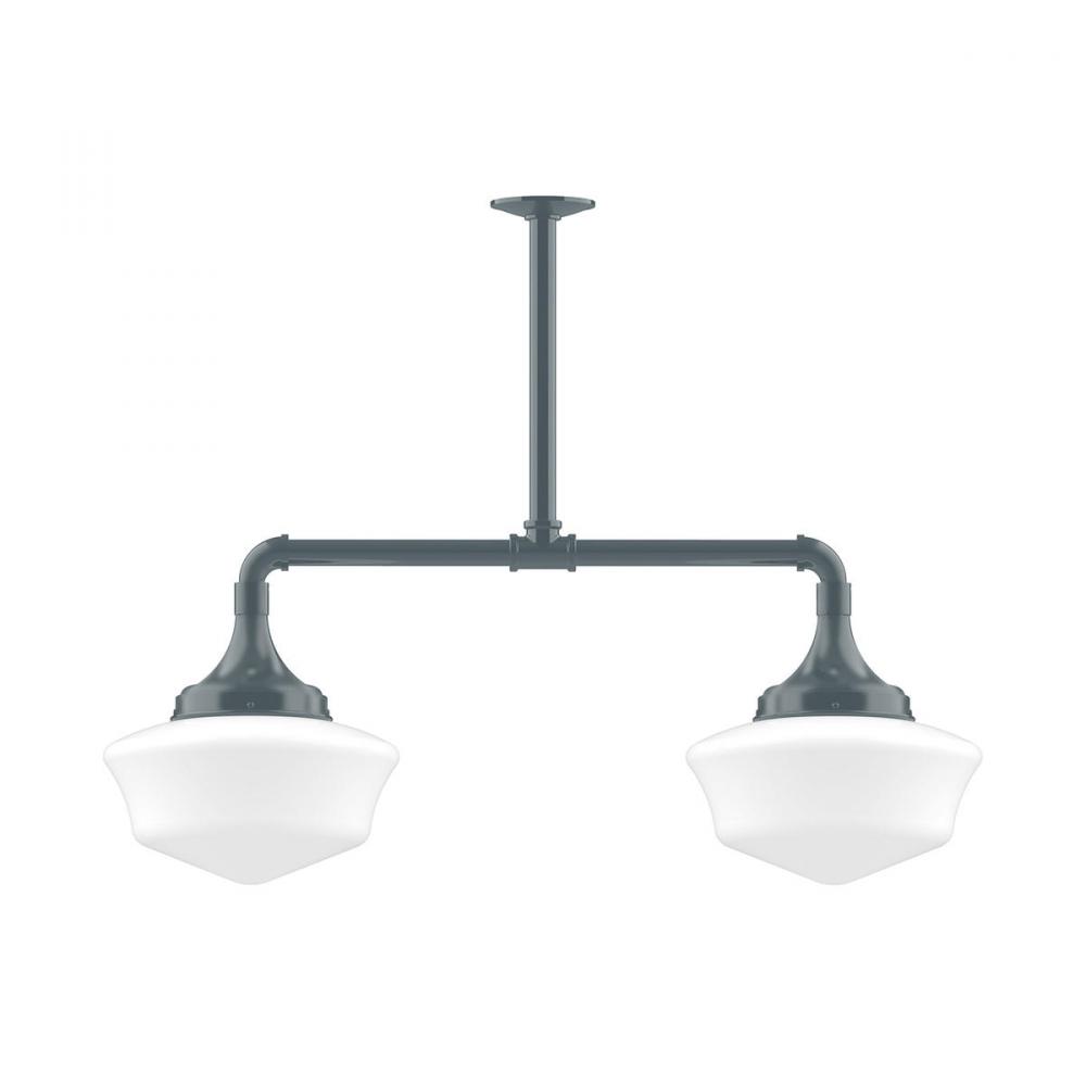 12&#34; Schoolhouse glass, 2-light stem hung pendant, Slate Gray