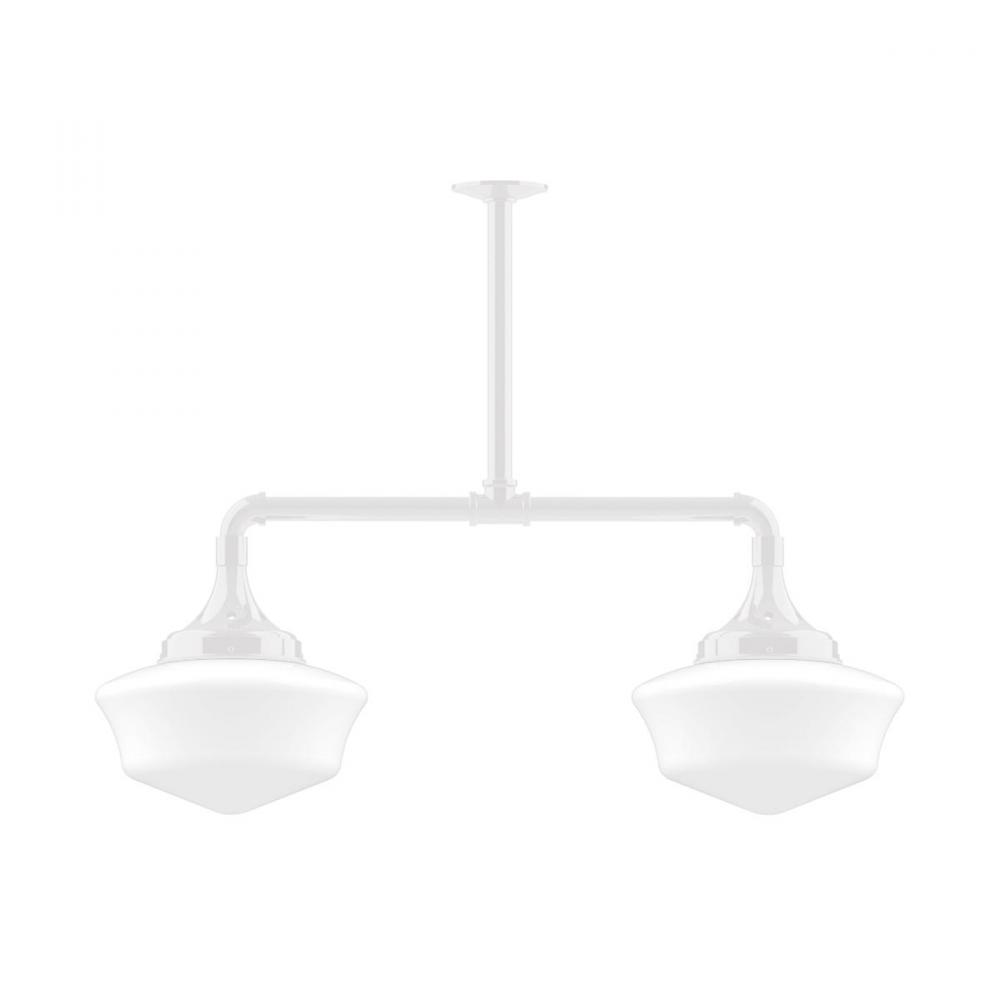 12&#34; Schoolhouse glass, 2-light stem hung pendant, White