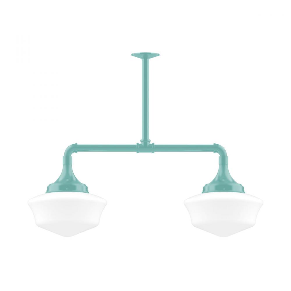 12&#34; Schoolhouse glass, 2-light stem hung pendant, Sea Green