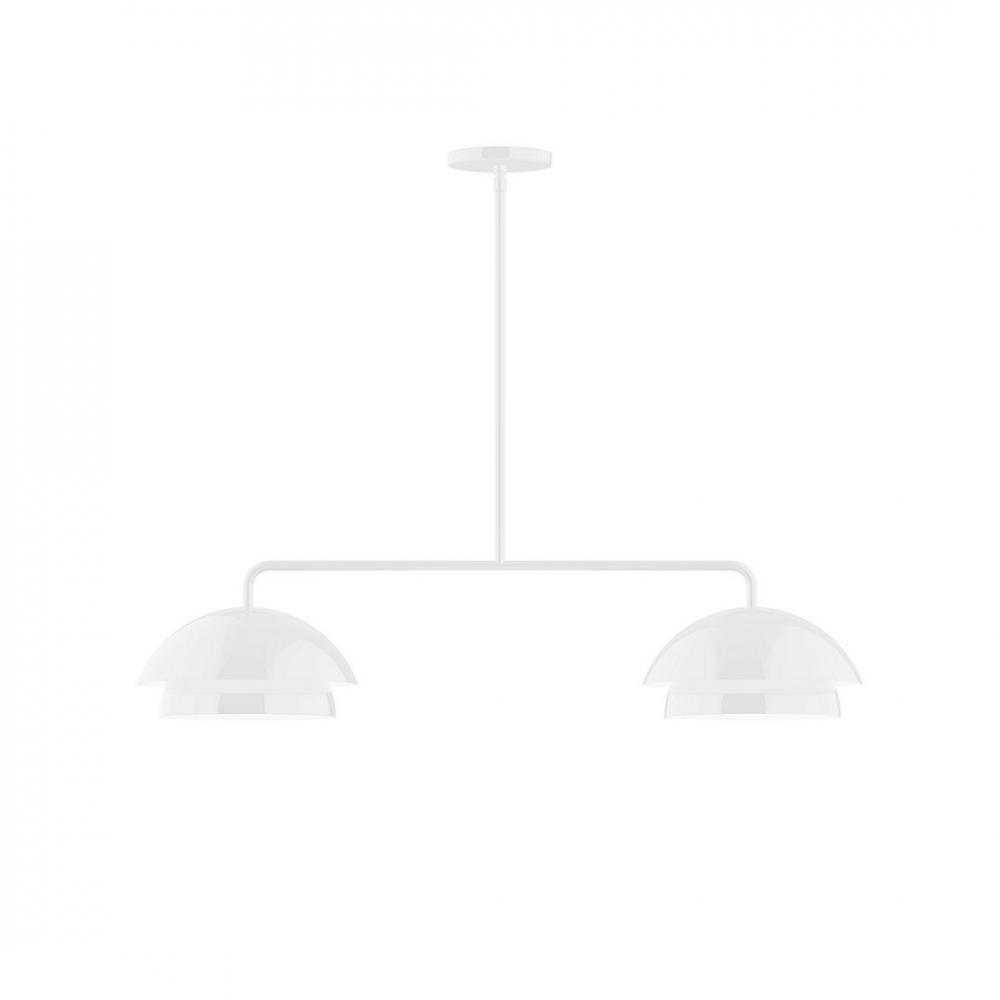 2-Light Axis Linear LED Pendant, White