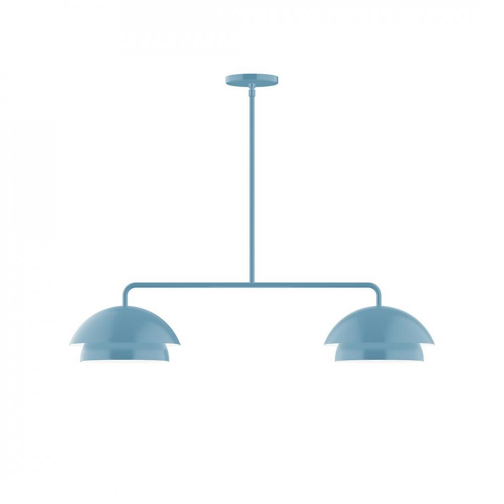 2-Light Axis Linear LED Pendant, Light Blue