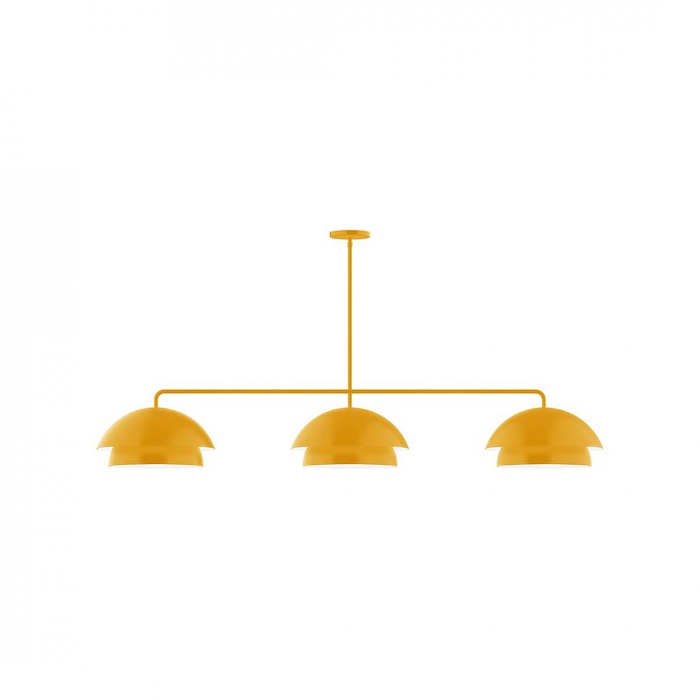 3-Light Axis LED Linear Pendant, Bright Yellow