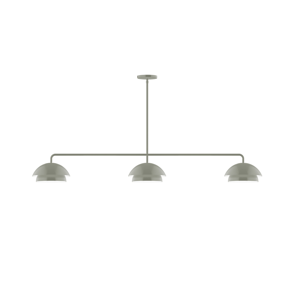 3-Light Axis LED Linear Pendant, Moss Green
