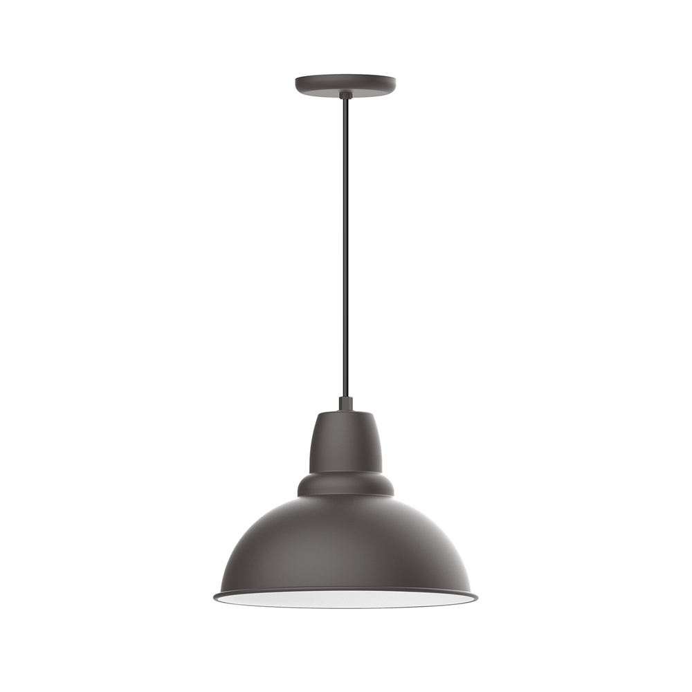 14&#34; Cafe shade, pendant with black cord and canopy, Bronze Matte