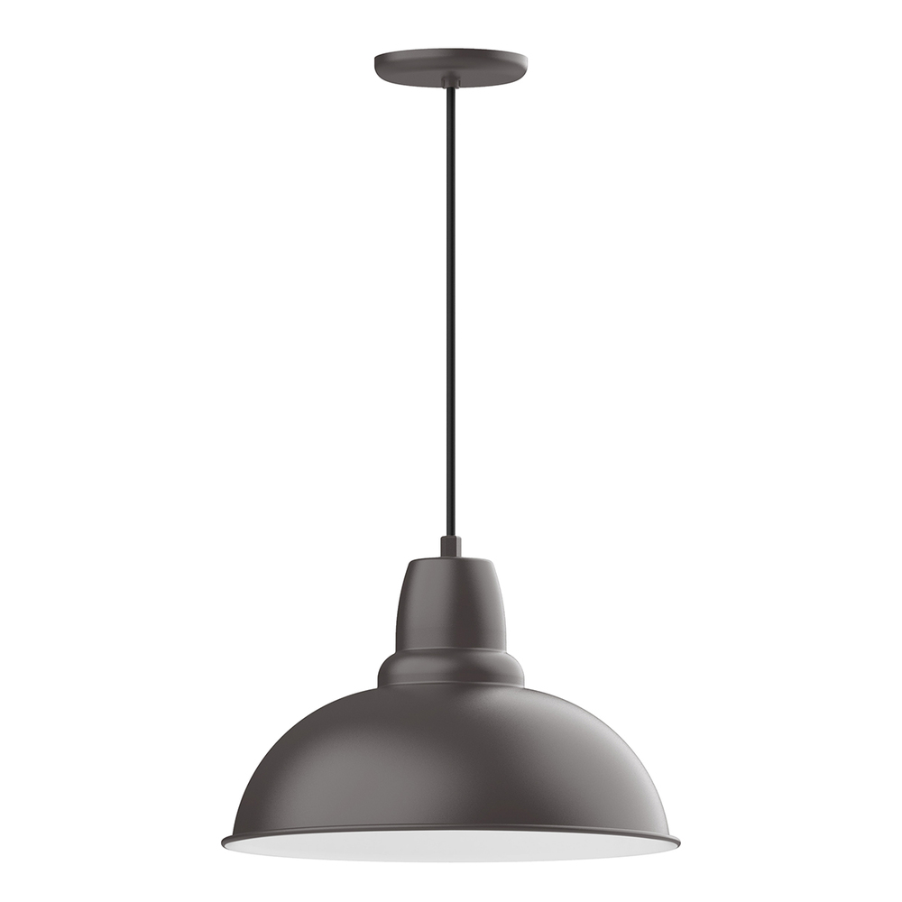 16&#34; Cafe shade, pendant with black cord and canopy, Bronze Matte